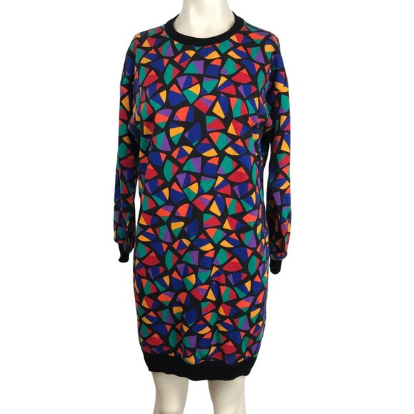 VTG no excuses - women's s/m- multicolor long sleeve crew neck sweatshirt dress - Picture 1 of 7